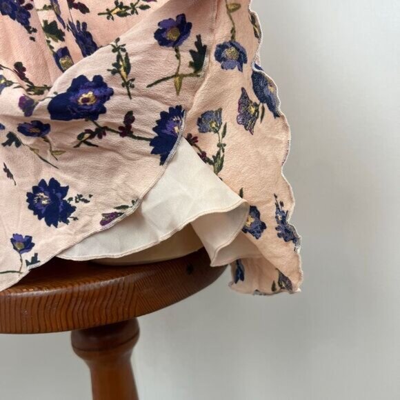 Sunday Best Aritzia 4 Light Pink Blue Floral Open Back Mini Dress V Neck Summer - Picture 9 of 13